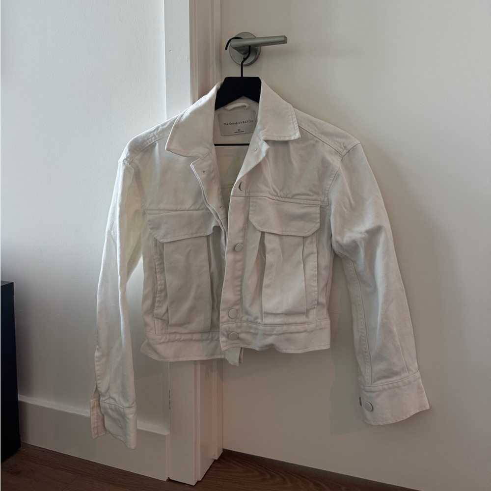 The Group by Babaton White Denim Cropped Jacket